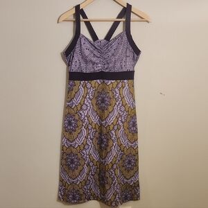 Prana Purple and Gold Floral Midi Dress